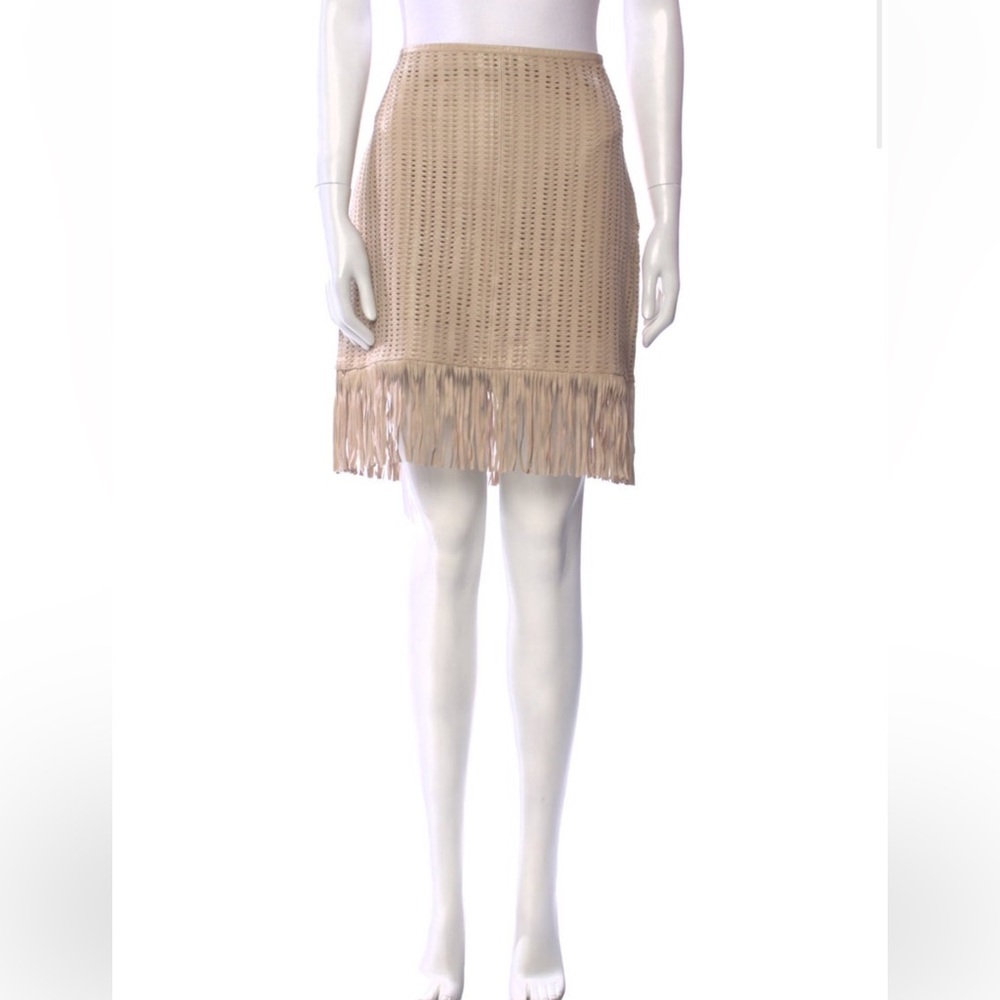 Lauren Ralph Lauren Fringe Leather Skirt